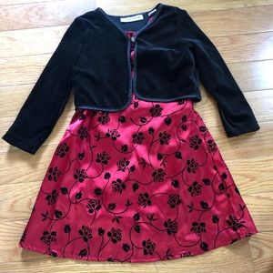 Christie Brooks Red dress with velvet detailing